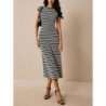 Striped Knit Dress - Imported Sleeveless Slim Fit One-Piece Midi Dress for Women