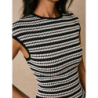 Striped Knit Dress - Imported Sleeveless Slim Fit One-Piece Midi Dress for Women