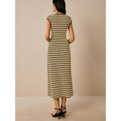 Striped Knit Dress - Imported Sleeveless Slim Fit One-Piece Midi Dress for Women