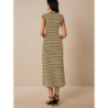 Striped Knit Dress - Imported Sleeveless Slim Fit One-Piece Midi Dress for Women