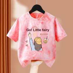 Girls Tie-Dye Short Sleeve T-Shirt New Fashion Summer Children's Clothes for Girls Casual Top Trendy