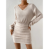 Fall Winter New Women's Faux Fur Crew Neck Long Sleeve Bodycon Dress