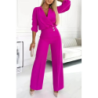 New Women's Solid Color V-Neck Two-Button Two-Piece Long Pants Set for Women