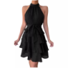 Women's Summer Tie-Up Hanger Dress Patchwork Sleeveless Ruffled Hem Dress