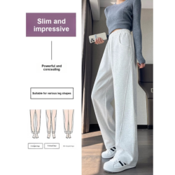 Dark Plum Banana Wide Leg Pants Women Winter Fall Long Sleeve High Waist Fleece Joggers
