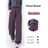Dark Plum Banana Wide Leg Pants Women Winter Fall Long Sleeve High Waist Fleece Joggers