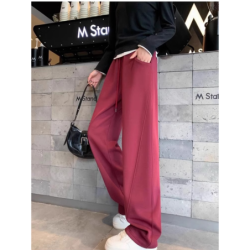 Dark Plum Banana Wide Leg Pants Women Winter Fall Long Sleeve High Waist Fleece Joggers