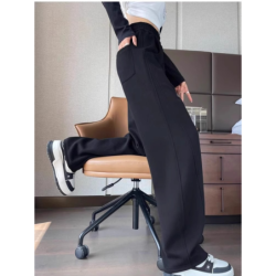 Dark Plum Banana Wide Leg Pants Women Winter Fall Long Sleeve High Waist Fleece Joggers