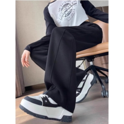Dark Plum Banana Wide Leg Pants Women Winter Fall Long Sleeve High Waist Fleece Joggers
