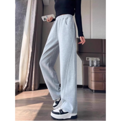 Dark Plum Banana Wide Leg Pants Women Winter Fall Long Sleeve High Waist Fleece Joggers