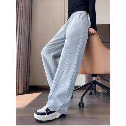 Dark Plum Banana Wide Leg Pants Women Winter Fall Long Sleeve High Waist Fleece Joggers