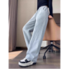 Dark Plum Banana Wide Leg Pants Women Winter Fall Long Sleeve High Waist Fleece Joggers