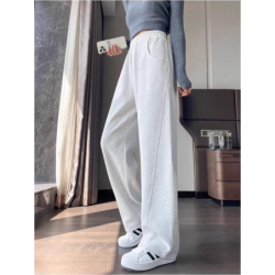 Dark Plum Banana Wide Leg Pants Women Winter Fall Long Sleeve High Waist Fleece Joggers