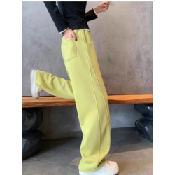 Dark Plum Banana Wide Leg Pants Women Winter Fall Long Sleeve High Waist Fleece Joggers