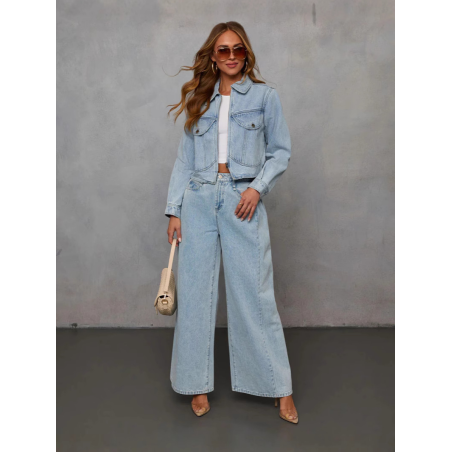 Windy Spring Fashion Casual Loose Women's Denim Jacket Pants Set