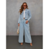 Windy Spring Fashion Casual Loose Women's Denim Jacket Pants Set