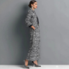 New Stand Collar Slim Fit Women's Jacket Set with Wide Leg Pants