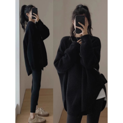 Pink Crewneck Sweater Women's New Fall Outfit Korean Style Atmosphere Aesthetic Top