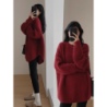 Pink Crewneck Sweater Women's New Fall Outfit Korean Style Atmosphere Aesthetic Top