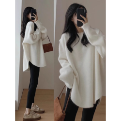 Pink Crewneck Sweater Women's New Fall Outfit Korean Style Atmosphere Aesthetic Top
