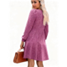 Autumn New Style Textured Casual Long Sleeve Crew Neck Pocket Dress with Knit Sweater Lining
