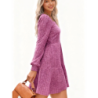Autumn New Style Textured Casual Long Sleeve Crew Neck Pocket Dress with Knit Sweater Lining