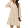 Autumn New Style Textured Casual Long Sleeve Crew Neck Pocket Dress with Knit Sweater Lining