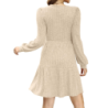 Autumn New Style Textured Casual Long Sleeve Crew Neck Pocket Dress with Knit Sweater Lining