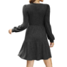 Autumn New Style Textured Casual Long Sleeve Crew Neck Pocket Dress with Knit Sweater Lining