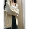 Hooded Zip Cardigan Sweatshirt Women Spring Autumn New Korean Style Loose Casual Slim Fit Lazy Style Outerwear