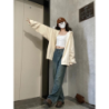 Hooded Zip Cardigan Sweatshirt Women Spring Autumn New Korean Style Loose Casual Slim Fit Lazy Style Outerwear