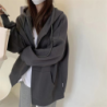 Hooded Zip Cardigan Sweatshirt Women Spring Autumn New Korean Style Loose Casual Slim Fit Lazy Style Outerwear