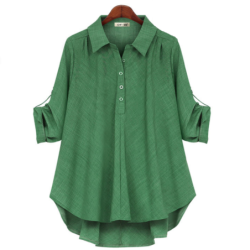 Women's Spring Autumn New Arrivals Double-Colored Fabric Shirt Loose Fit Plus Size Long Sleeve Versatile Top