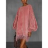 New Loose Pocket Frill Long Sleeve Dress