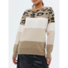 Animal Print Color Block Crewneck Casual Knit Sweater Women's Fall Winter New Arrivals Long Sleeve Base Layer