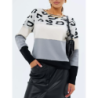 Animal Print Color Block Crewneck Casual Knit Sweater Women's Fall Winter New Arrivals Long Sleeve Base Layer