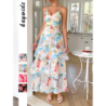 Elegant Wind Strap Printed Layered Dress for Women Spring/Summer Imported Fashion