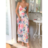 Elegant Wind Strap Printed Layered Dress for Women Spring/Summer Imported Fashion