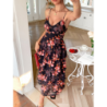 Elegant Wind Strap Printed Layered Dress for Women Spring/Summer Imported Fashion