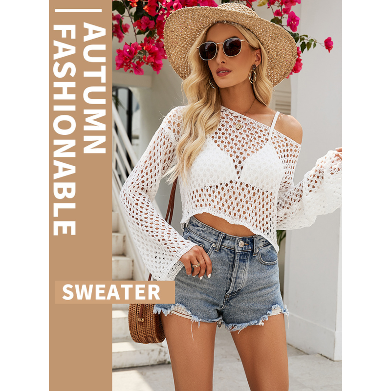Spring/Summer New Knitted Cami Top Hollowed Out Short Sleeve Sweater Women