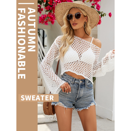 Spring/Summer New Knitted Cami Top Hollowed Out Short Sleeve Sweater Women