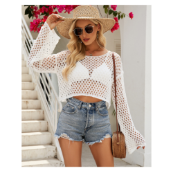 Spring/Summer New Knitted Cami Top Hollowed Out Short Sleeve Sweater Women
