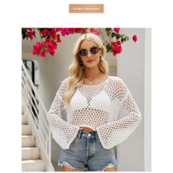 Spring/Summer New Knitted Cami Top Hollowed Out Short Sleeve Sweater Women