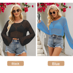Spring/Summer New Knitted Cami Top Hollowed Out Short Sleeve Sweater Women