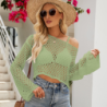 Spring/Summer New Knitted Cami Top Hollowed Out Short Sleeve Sweater Women