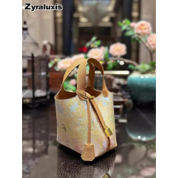 Non-Traditional Songjin Embroidery Needlework Pink Bucket Bag New Lightweight Luxury Chinese Style Versatile Basket Handbag