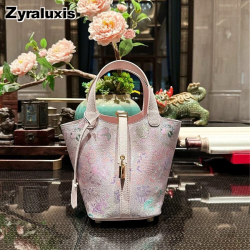 Non-Traditional Songjin Embroidery Needlework Pink Bucket Bag New Lightweight Luxury Chinese Style Versatile Basket Handbag