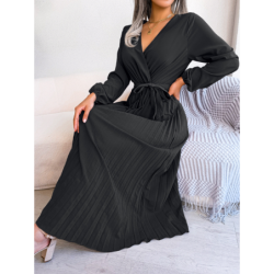 Summer Chic Cross V-Neck A-Line Pleated Maxi Dress for Women