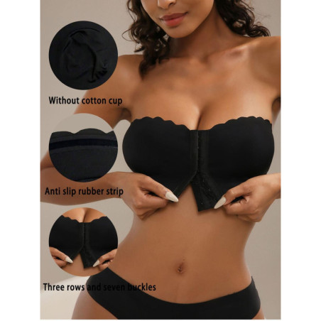 2 pcs Exclusive Front Closure Seamless Strapless Gown for Girls with Wave Edge Bra
