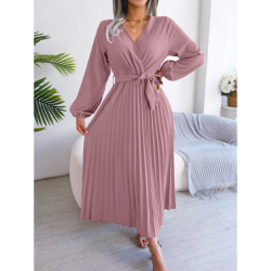 Summer Chic Cross V-Neck A-Line Pleated Maxi Dress for Women